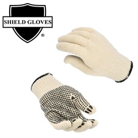 PackagingSuppliesByMail PSBM Cotton Work Gloves with Dotted Grip, Womens, Single Sided PVC Dots Provide Maximum Grip, Breathable and Lightweight, Size - Small 240 Pairs