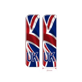 Slimline Domed Waving Union Jack UK Vehicle Number Plate Stickers, 108mm x 29mm – HIGH GLOSS