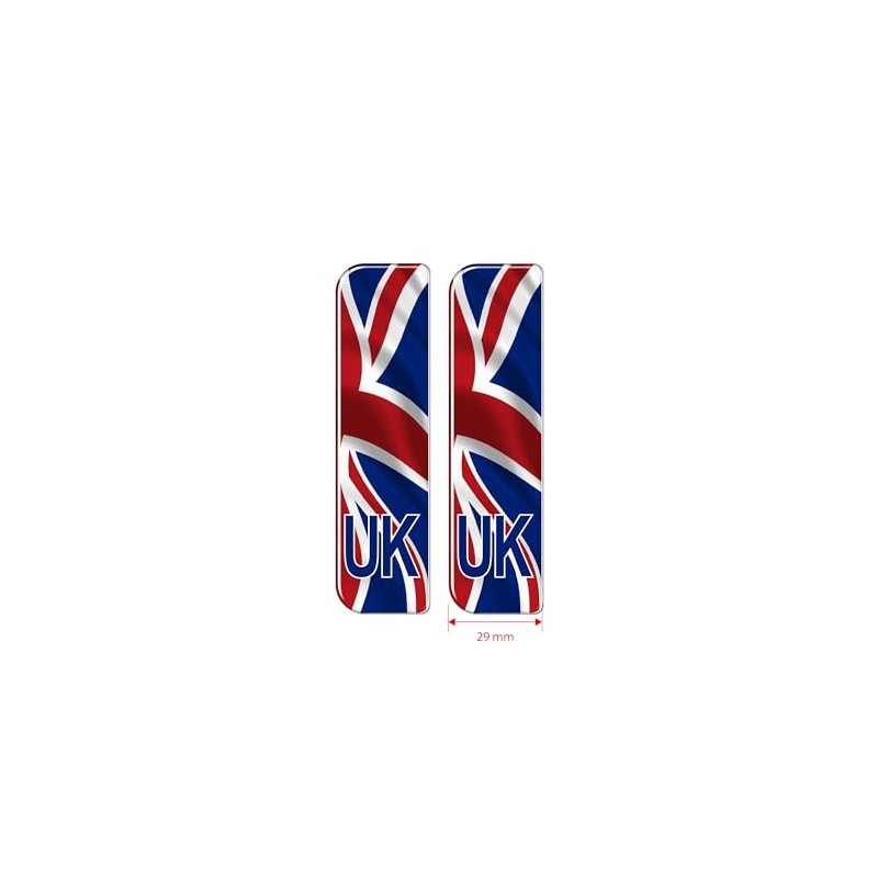 Slimline Domed Waving Union Jack UK Vehicle Number Plate Stickers,