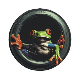 Spare Tire Cover Frog Wheel Tire Cover Waterproof Sun Protection Universal Fit for Trailers Rv SUV Truck Camper Travel Trailer 14 Inch