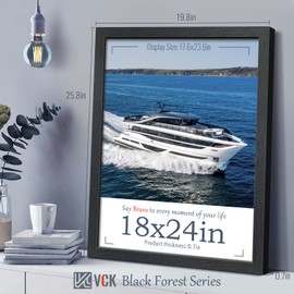 VCK 18x24 Poster Frame Set of 4 - Black, Textured Exclusive Solid Wood Picture Frames with Polished Plexiglass, Wall Hanging