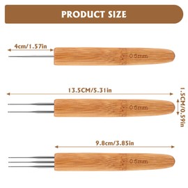 Dreadlocks Needle 3 Pieces Dreadlocks Accessories Hair Crochet Hook 0.5 mm Dreadlock Crochet Hook Set with Bamboo Handles Bamboo Dreadlocks Needle Weaving Crochet Dreadlocks Crochet Hook Tool for
