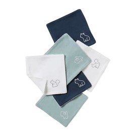 Vertbaudet Pack of 6 Baby Wash Cloths Pack Grey Blue Forest Friends, Pack grey-blue forest friends