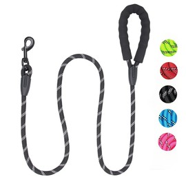 Training Lead, Strong Rope Long line Dog Lead Leash with Soft Padded Handle and Heavy Duty Hook, Perfect for Puppy Walks, Easy to Use Reflective Dog Leads, Nylon Dogs Leads (Size Large, Black, 2m)