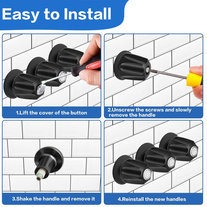 Set of 3 Shower Knob Replacement Metal Bathtub Knobs Replacement