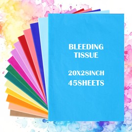 Honoson 45 Sheets Bleeding Tissue Paper 20 x 27.5 Inch Watercolor Bleeding Paper for Art Wet Strength Tissue for DIY Project Scrapbooking Greeting Card Watercolor Collage Art Craft, 15 Assorted Colors