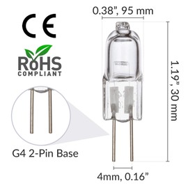 Simba Lighting Halogen G4 T3 5 Watt 50lm Bi-Pin Bulb 12 Volt A/C or D/C for Accent Lights, Under Cabinet Puck Light, Chandeliers, Track Lighting, 5W 12V 2 Pin JC Warm White 2700K Dimmable, 5-Pack