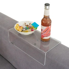 Armrest Tray Acrylic Glass 25 x 20 cm for Modern Living Elegant Sofa Tray Couch Stable and Transparent Armrest Tray 4 mm (25 x 20 cm, Linear)