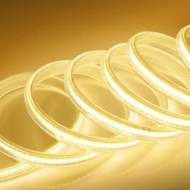 KISUFU COB LED Strip 3 m, Indoor Waterproof Flexible COB LED Strip Light, Super Bright High Density, DC 220 V 360 LEDs/m Cool White FCOB LED Strip for Cabinet Lighting, Bedroom, Bar, Stage, Christmas