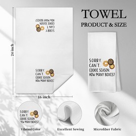 WARDOS Scout Cookie Kitchen Towels, Cookies Lover Gifts Hand Towels for Kitchen Decorative, Sorry Can't Cookie Season How Many Boxes Dish Tea Towels Drying Cloth, 16x24 Inch