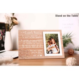 Birthday Valentines Day Christmas Graduation Gift for Sister-Farewell Going Away Gift for Little Sister-Little Sister Frame from Sister-Picture Photo Frame-A Littler Sister is a Gift to the Heart