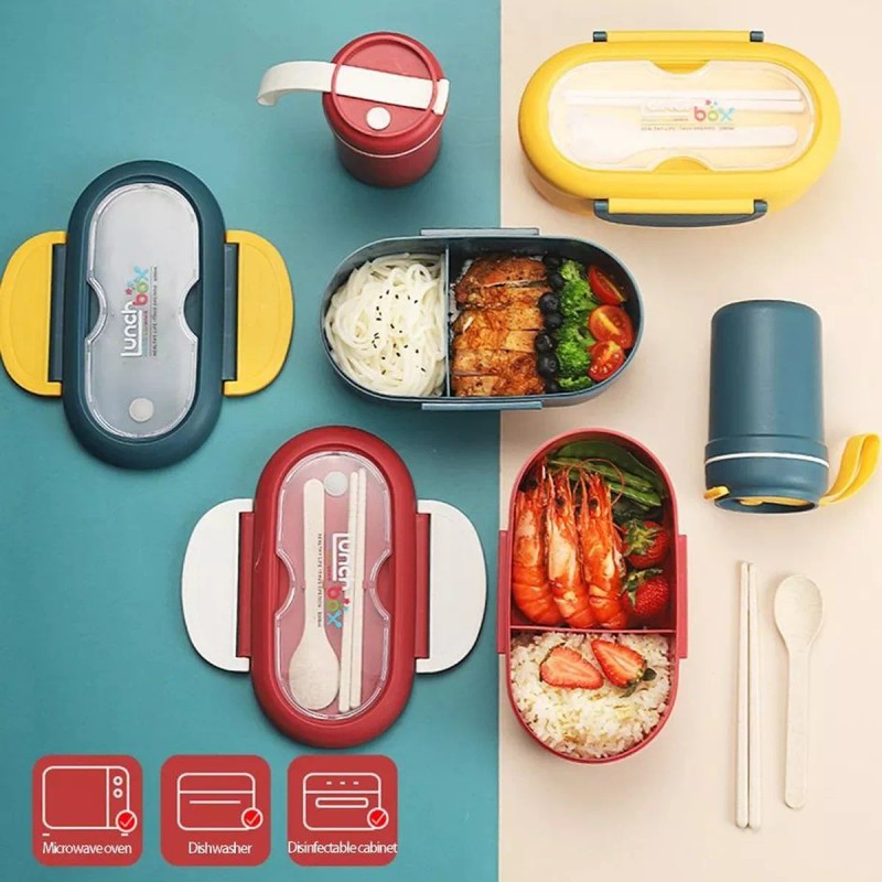 Lecute Lonchera Vaso Termo Escolar Oficina Cubiertos Alimentos