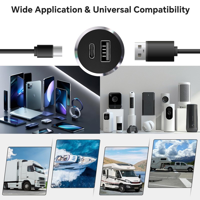 Obeaming RV USB Outlet All-Aluminum QC 3.0 USB-A & USB-C