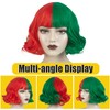 WeKen Green and Red Wig for Girls Short Wavy Half