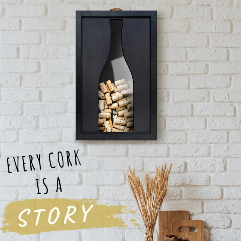 flinelife Wooden Wine Cork Holder, 13x8, Wine Cork Collector Shadow
