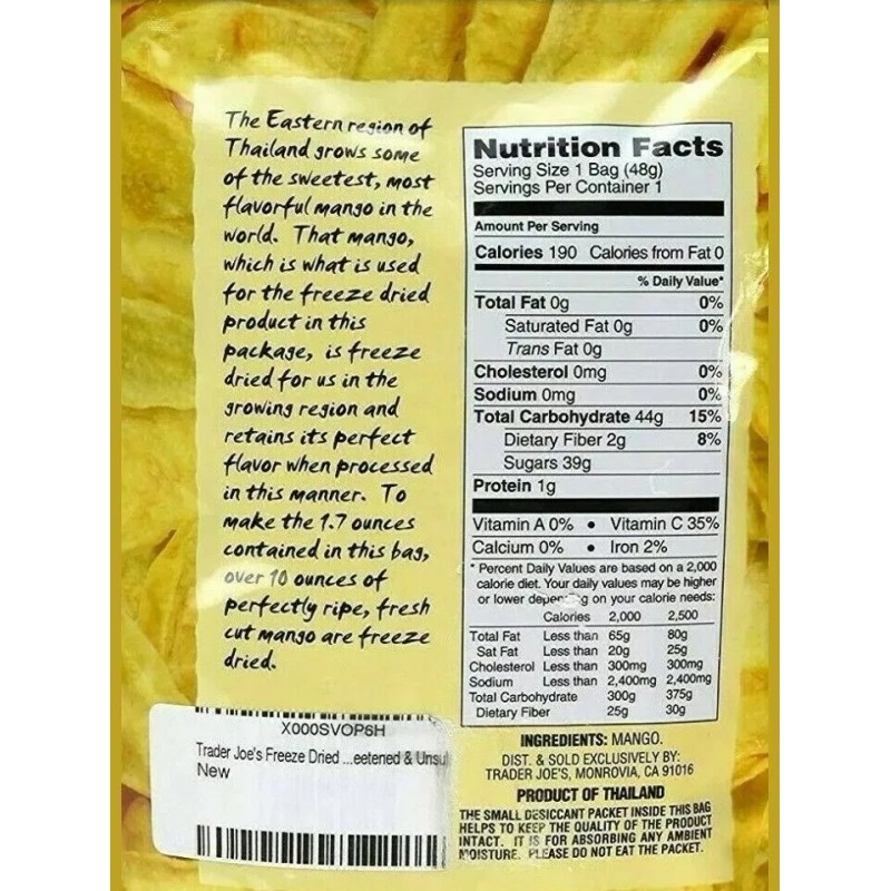 Trader Joe's 3 Packs Trader Joe's Freeze Dried Mango Unsweetened