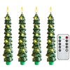 Christmas Tree Taper Candles with Flickering String Lights, 7.9 Inch