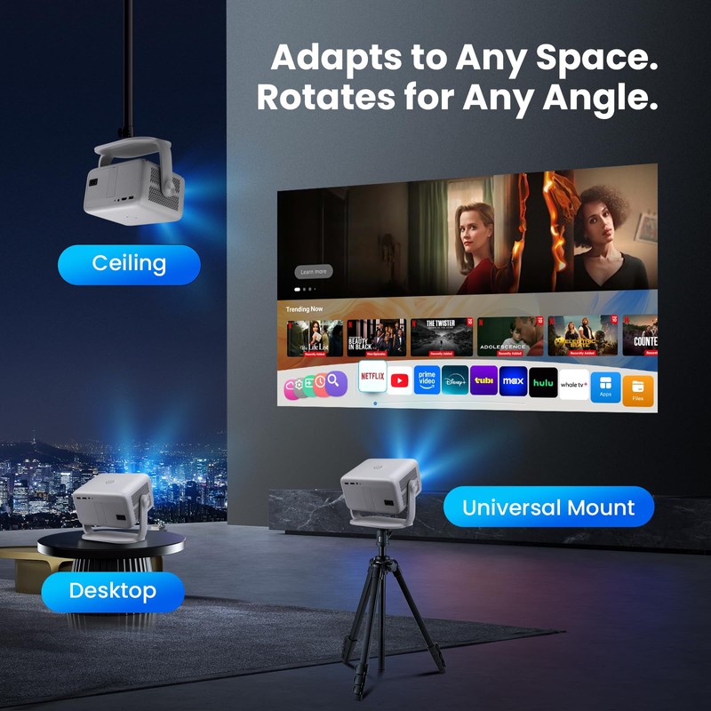 Futuzen Smart Projector 600 ANSI, Native 1080P 4K Support, WiFi