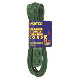 Satco Products 93/5023 16/2 SPT2 Polarized 3 Outlet Extension Cord, Green, 15-Foot