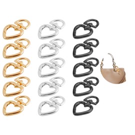 15 Pieces Heart Key Ring Carabiner Hook Lobster Hook Key Rings Carabiner D-Ring Carabiner Clip Heart Spring Hook Metal Heart Keychain for DIY Jewellery Making Keychains Bags