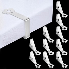 Nogeqi 10 Pcs Tablecloth Clips for Outdoor Tables Flower Design Stainless Steel Table Cloth Clips, for 2.5 to 4 cm Thick Table Top, Indoor Outdoor Tablecloth Holder, Silver