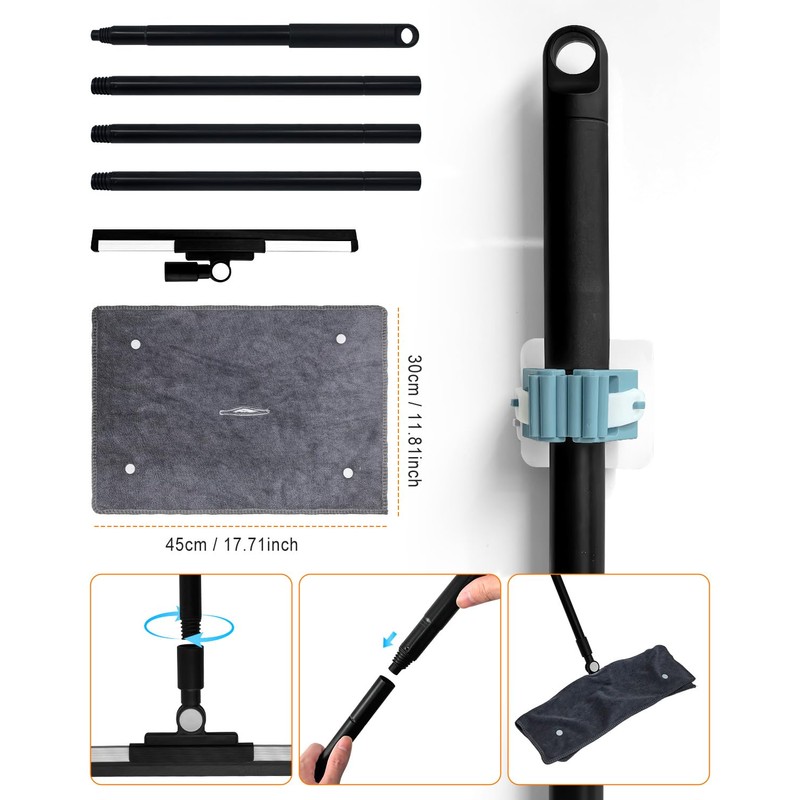 Angootao Heavy Duty Floor Squeegee, 53 Inch Long Handle Cleaning