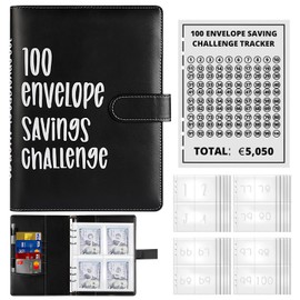 Money Challenge Savings Book 100 Envelopes A5 Money Saving Money Folder Money Saving Challenge Money Saving Binder Budget Planner with Money Envelopes and 25 Cards Easy to Save 5050€ for Home School
