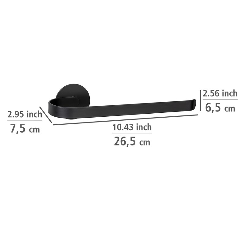 WENKO Turbo-Loc® Bivio Black Matt Towel Rail Aluminium Wall Holder
