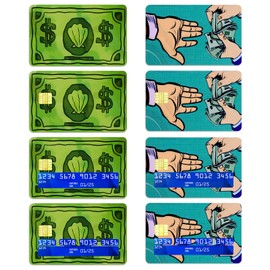 JEPELUS 8Pcs Funny Slim Credit Card Skin for Small Chip Cards, Waterproof PVC Debit Card Skin Bubble Free Durable Removable Scratch-resistant for Transportation Key Bank Cards (3.34x2.12 Inch)