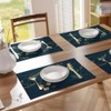 12"x18" Navy/Green Hummingbird Golden White Flowers Placemats Set of 4