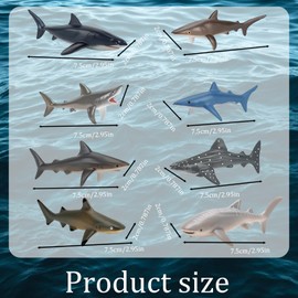 8pcs Shark Toys, Shark Bath Toy, Sea Animals Figures Set for Marine Animal Collectors, Kids and Toddlers, Marine Life Education, Home Decoration, Birthday Gifts, Family Activities