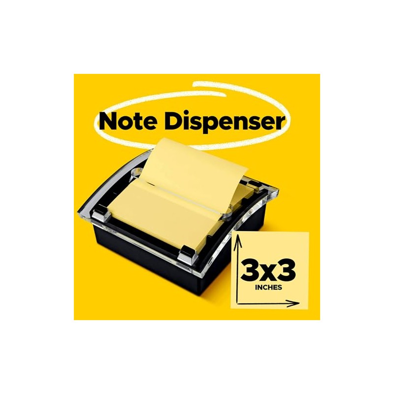 3M Post-it Despachador De Notas Adhesivas, 3x3in, Negro (Modelo 330)