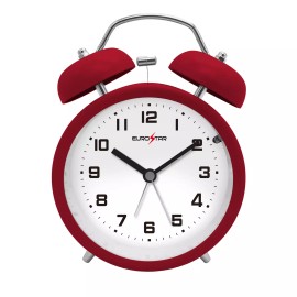 EUROSTAR C521L Twin Bell Alarm Clock with Nightlight, Red