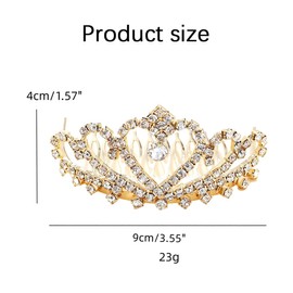 1 x Tiara Crystal Crown with Rhinestone Comb for Costume Wedding Bride Bridesmaid Prom Birthday Tiara Children Princess Crown Women's Crown Birthday Parties Golden