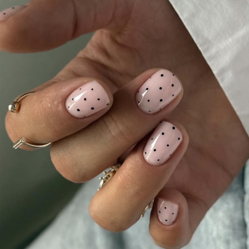 Uñas postizas cortas cuadradas de presión - Uñas postizas rosas