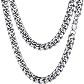 Prosteel Stainless Steel Stress Necklace Chocker Chunky Necklace Stainless Steel Cuban Link Chain Trendy Women Men Statement Jewelry Gift Curb Chain Choker Necklaces