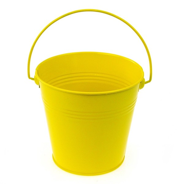 Metal Pail Buckets Party Favor, 5-inch (Yellow)