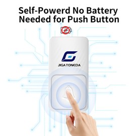 JIGATONEDA Doorbell, Self-Powered Wireless Doorbell Waterproof Cover, No Batteries Required Door Bell Chime, Wireless Doorbells for home 1000ft Range, 4 Volume Level & 50 Chimes, LED Flash & Mute Mode