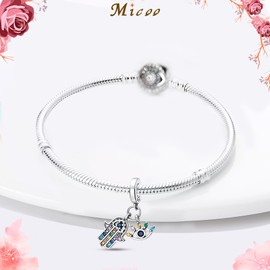 MICOO 925 Sterling Silver Charms for Bracelets and Necklaces,Evil Eye Dangle Pendants Butterfly Charms Mother's Day Gifts, Fashion Bead Charms Jewlery Gift for Women