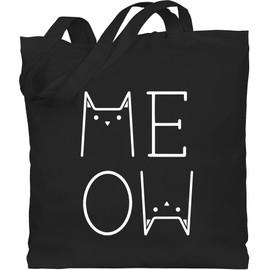 Shirtracer - Cotton Bag - Cat Owner Gift Cat - Meow White, 1 black