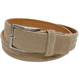 Men's Golf Genuine Suede Casual Dress Leather Belt 1-3/8" (35mm) Wide (Taupe, 46)