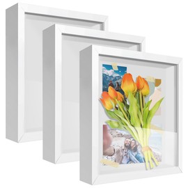 3 Pack 8x10 Shadow Box Frame 3D Picture Frame Acrylic Shadow BoxesDisplay Case Box for Memorabilia, Crafts, Tickets and Photos (8x10,White)