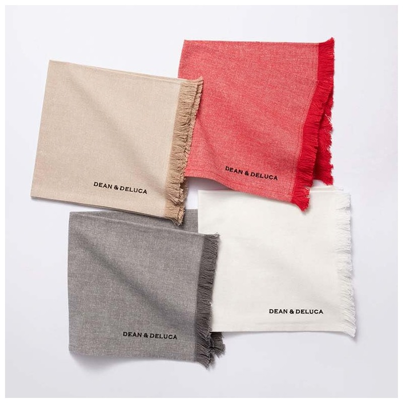 Dean and Deluca Cotton Chambray Napkins, Beige, Approx. 17.7 x
