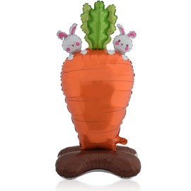 Easter Balloons for Easter Decor- 1Pcs Large 46.85 Inch Standing Bunny and Carrot Design Balloons for Home Baby Shower, Birthday And Happy Themed Decorations Supplies