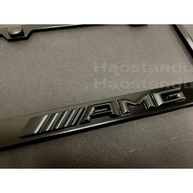License Plate Frame Shop 1x *BlackAMG* 3D Emblem BLACK Stainless License Plate Frame RUST FREE+S.caps New