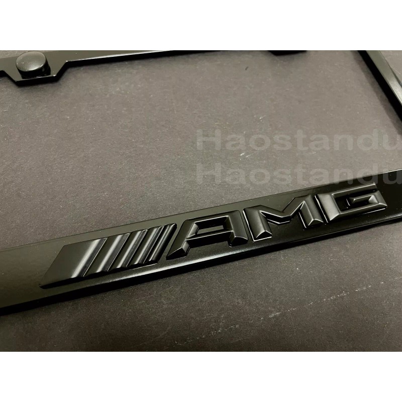 License Plate Frame Shop 1x *BlackAMG* 3D Emblem BLACK Stainless