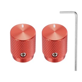 sourcing map 2 Pcs Aluminium Potentiometer Knobs, 1/4"(6mm) IDx1/2"(12.5mm) ODx5/8"(16mm) Height Universal Volume Tone Control Knobs for Guitar, Bass, Oval Indicator, Red