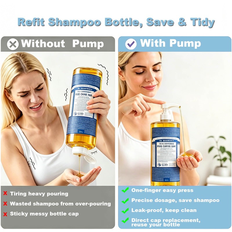 Soap Dispenser Pump Compatible with Dr. Bronner Soap, 32oz Bottles,