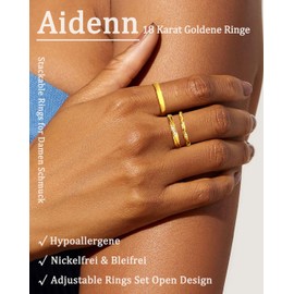 Aidenn 3Pcs Gold Rings for Women Adjustable Stacking Cubic Zirconia 925 Sterling Silver Ring Set Statement Thumb Rings for Women Jewellery Gifts