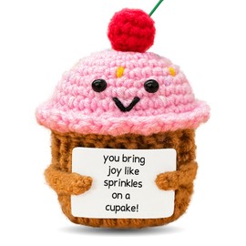 Zelaxeyi Mini Cupcake Emotional Support Crochet Doll Fun Gift for Best Friends, Positive Cupcake Crochet Inspiring Mental Health Gift for Family and Friends